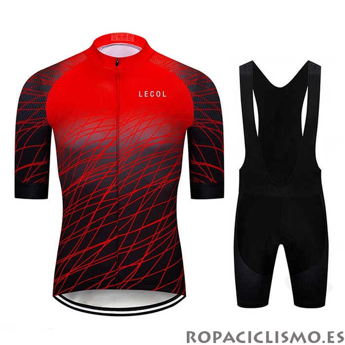 2020 Maillot Le Col Tirantes Mangas Cortas Negro Rojo